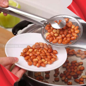 Stainless Steel Filter Spoon with Clip Fried Food Chicken Drumsticks Colander