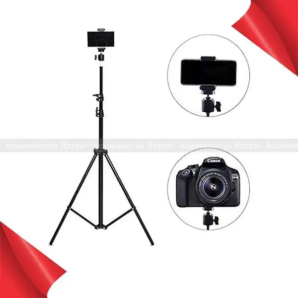 7ft Aluminum Tripod Adjustable Portable With Mobile Holder