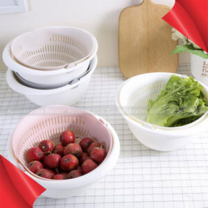 Fruit Vegetable Cleaning Drain Basket Detachable Double Layer Hollow