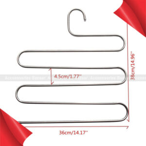 5 Layers Stainless Steel Trousers Hanger Pants Clothes Holder Rack S Shape